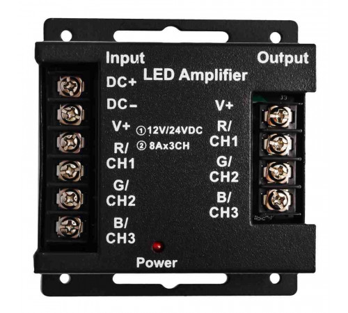 Усилитель RGB Apeyron 12В 288Вт 3 канала*8А 04-04(288) Усилитель RGB Apeyron 12В 288Вт 3 канала*8А 04-04(288)