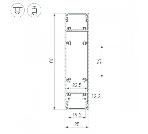 Алюминиевый профиль Arlight SL-LINE-25100-DUAL-2500 SILVER 050521 Алюминиевый профиль Arlight SL-LINE-25100-DUAL-2500 SILVER 050521