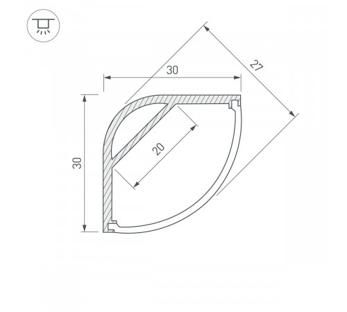 Алюминиевый профиль с экраном Arlight ARH-Kant-H30-2000 Anod+Opal 036771 Алюминиевый профиль с экраном Arlight ARH-Kant-H30-2000 Anod+Opal 036771