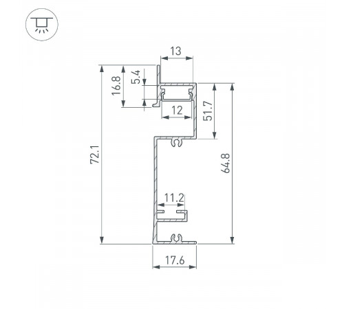 Профиль Arlight PLINTUS-H73-F-2000 WHITE 043592