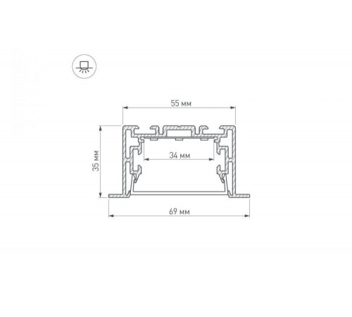 Профиль с экраном Arlight S2-LINIA69-F-2500 ANOD+OPAL 021177 Профиль с экраном Arlight S2-LINIA69-F-2500 ANOD+OPAL 021177