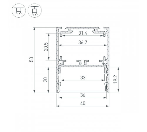 Алюминиевый профиль Arlight SL-LINE-4050-3L-2000 ANOD BLACK 044670 Алюминиевый профиль Arlight SL-LINE-4050-3L-2000 ANOD BLACK 044670