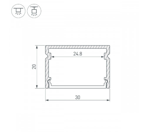 Профиль Arlight LINE-3020-2000 ANOD 046962 Профиль Arlight LINE-3020-2000 ANOD 046962
