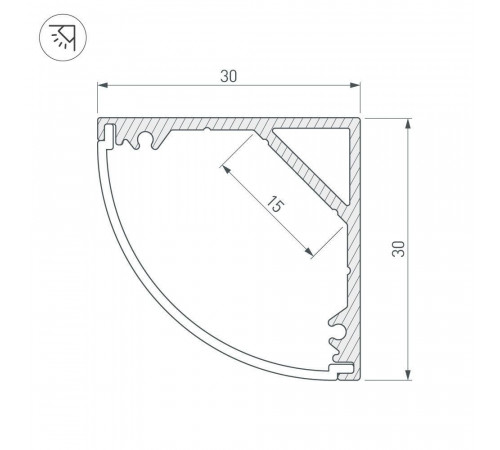 Алюминиевый профиль с экраном Arlight SL-Kant-H30-2000 Anod+Opal 036846