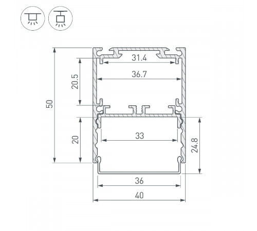Алюминиевый профиль Arlight SL-LINE-4050-3L-2000 ANOD BLACK 044670 Алюминиевый профиль Arlight SL-LINE-4050-3L-2000 ANOD BLACK 044670