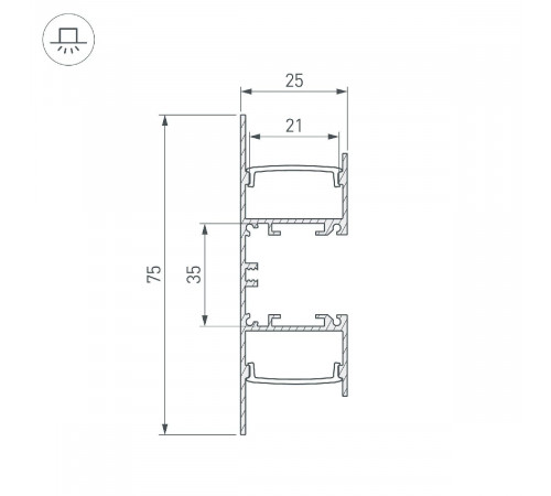 Алюминиевый профиль Arlight WALL-2575-DUAL-2000 ANOD BLACK 052332 Алюминиевый профиль Arlight WALL-2575-DUAL-2000 ANOD BLACK 052332