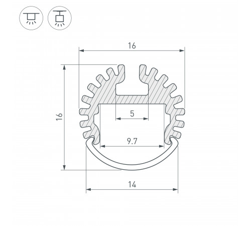 Алюминиевый профиль Arlight ARH-ROUND-D16-2000 ANOD 039217 Алюминиевый профиль Arlight ARH-ROUND-D16-2000 ANOD 039217