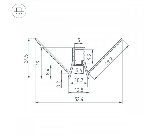 Алюминиевый профиль Arlight DECORE-S6-EXT-V-COMFORT-2000 ANOD внешний 043163 Алюминиевый профиль Arlight DECORE-S6-EXT-V-COMFORT-2000 ANOD внешний 043163