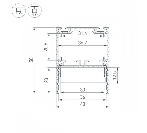 Алюминиевый профиль Arlight SL-LINE-4050-3L-2000 ANOD BLACK 044670 Алюминиевый профиль Arlight SL-LINE-4050-3L-2000 ANOD BLACK 044670