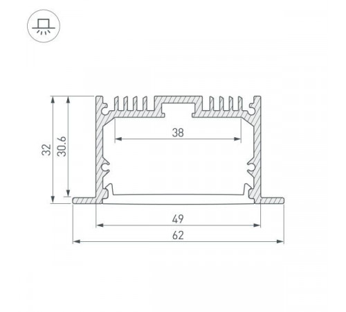 Алюминиевый профиль Arlight ARH-Power-W35-3000 Anod 036136 Алюминиевый профиль Arlight ARH-Power-W35-3000 Anod 036136