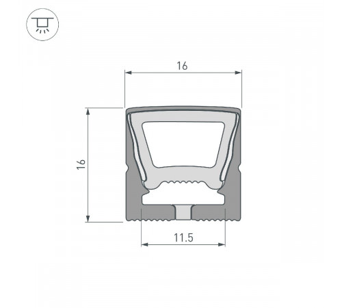 Силиконовый профиль Arlight WPH-FLEX-1616-TOP-S11-5m FULL BLACK 045774