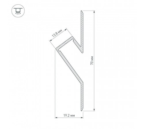 Профиль Arlight ARH-DECORE-S12-CAVE-F-2000 ANOD 023902 Профиль Arlight ARH-DECORE-S12-CAVE-F-2000 ANOD 023902
