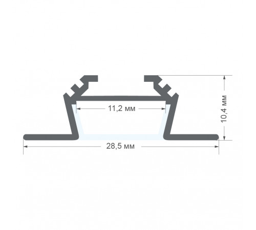 Профиль угловой накладной Apeyron ширина ленты до 10мм (рассеиватель, заглушки - 2шт) 08-03-ЧБ
