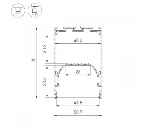 Алюминиевый профиль Arlight LINE-S-5075-2500 BLACK 041848 Алюминиевый профиль Arlight LINE-S-5075-2500 BLACK 041848
