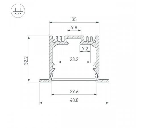 Алюминиевый профиль Arlight ARH-Power-W35-3000 Anod 036136 Алюминиевый профиль Arlight ARH-Power-W35-3000 Anod 036136