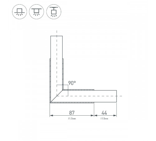 Угол Arlight PLS-LOCK-H25-L90 BLACK (с экраном MAT-L) 031268
