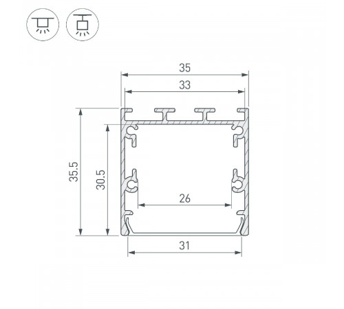 Алюминиевый профиль Arlight LINE-S-3535-2000 WHITE 041834 Алюминиевый профиль Arlight LINE-S-3535-2000 WHITE 041834