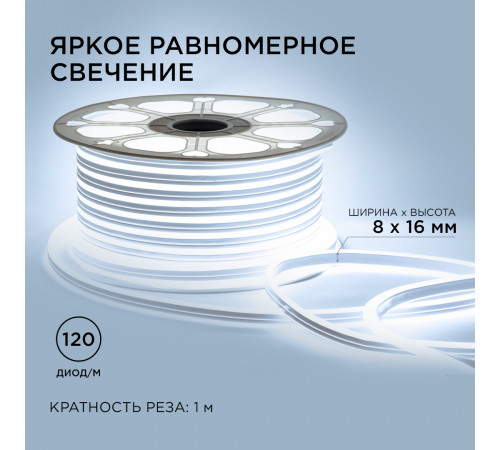 Светодиодный двусторонний неон Apeyron Стандарт 220В 2835 6Вт/м 6500К 50м IP65 17-23