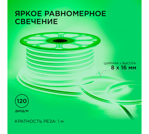 Светодиодный двусторонний неон Apeyron Стандарт 220В 2835 6Вт/м зеленый 50м IP65 17-26 Светодиодный двусторонний неон Apeyron Стандарт 220В 2835 6Вт/м зеленый 50м IP65 17-26