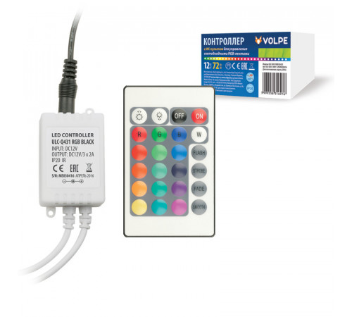 Контроллер для светодиодных лент RGB 12В (UL-00001113) Volpe ULC-Q431 RGB BLACK Контроллер для светодиодных лент RGB 12В (UL-00001113) Volpe ULC-Q431 RGB BLACK