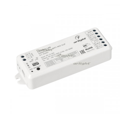 Контроллер Arlight SMART-TUYA-WIFI-MIX-SUF 12-36V 2x5A 2.4G 034501 Контроллер Arlight SMART-TUYA-WIFI-MIX-SUF 12-36V 2x5A 2.4G 034501