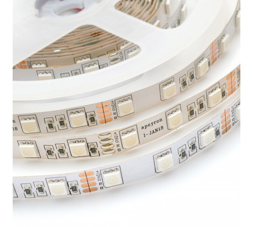 Комплект светодиодной ленты Apeyron 12В 14.4Вт/м smd 5050 60 д/м IP20 5 м RGB (блок, коннектор, контроллер) 10-33