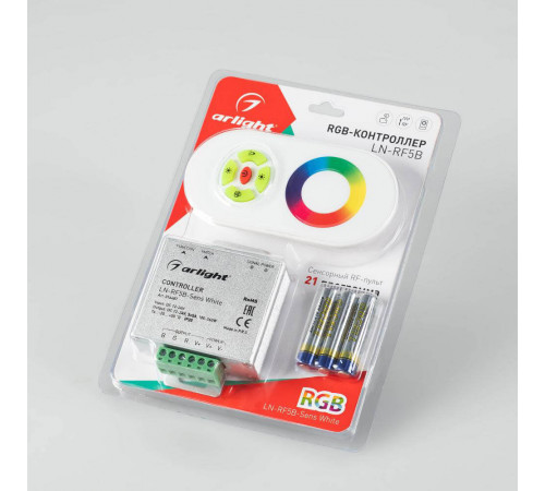 Контроллер Arlight LN-RF5B-Sens White (12-24V,180-360W) 016487 Контроллер Arlight LN-RF5B-Sens White (12-24V,180-360W) 016487