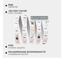 Комплект адресной светодиодной ленты Apeyron 24В 14,4Вт/м smd5050 60д/м IP20 10м RGB (адаптер питания, контроллер) 10-99
