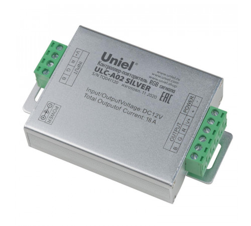 Контроллер-повторитель RGB сигнала Uniel ULC-A02 Silver UL-00008010 Контроллер-повторитель RGB сигнала Uniel ULC-A02 Silver UL-00008010