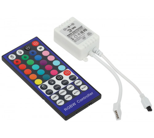 Контроллер с ИК пультом Эра RGBW-Controller-12/24V-96/192W-IP20-IR Б0061113 Контроллер с ИК пультом Эра RGBW-Controller-12/24V-96/192W-IP20-IR Б0061113