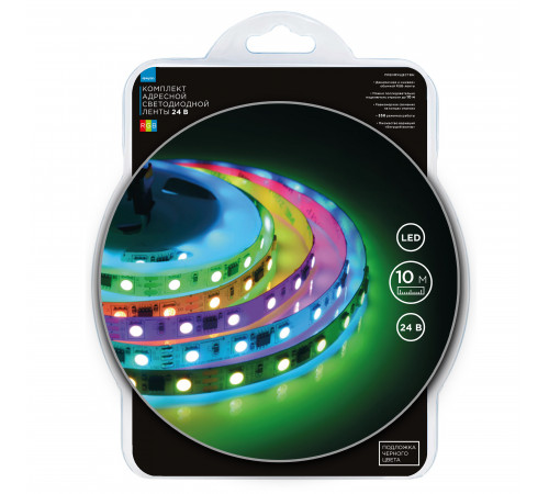 Комплект адресной светодиодной ленты Apeyron 24В 14,4Вт/м smd5050 60д/м IP20 10м RGB (адаптер питания, контроллер) 10-101 Комплект адресной светодиодной ленты Apeyron 24В 14,4Вт/м smd5050 60д/м IP20 10м RGB (адаптер питания, контроллер) 10-101