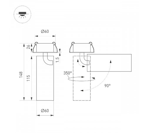 Встраиваемый спот Arlight SP-GABI-BUILT-FLAP-R60-12W Warm3000 049936