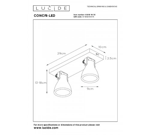 Спот Lucide Concri-led 05910/10/30 Спот Lucide Concri-led 05910/10/30