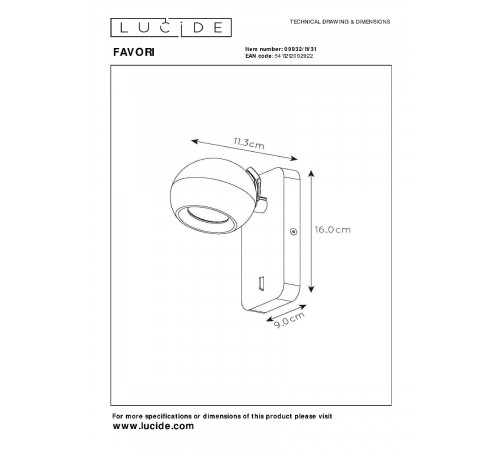 Спот Lucide Favori 09932/11/31 Спот Lucide Favori 09932/11/31
