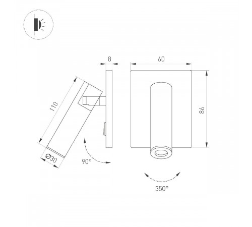 Спот Arlight SP-READER-S60x86-3W Warm3000 (BK, 20 deg, 230V) 052937 Спот Arlight SP-READER-S60x86-3W Warm3000 (BK, 20 deg, 230V) 052937