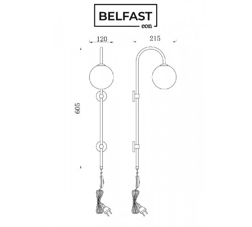 Бра Belfast Bryson 85043-1W BR MT