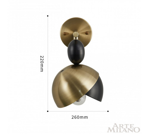 Бра Arte Milano 271307/1B BK/GD Бра Arte Milano 271307/1B BK/GD