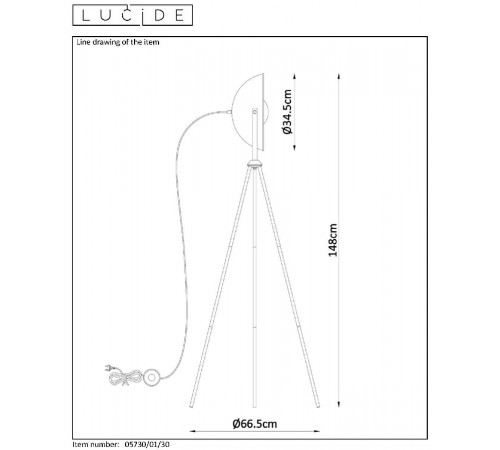 Торшер Lucide Alvaro 05730/01/30 Торшер Lucide Alvaro 05730/01/30