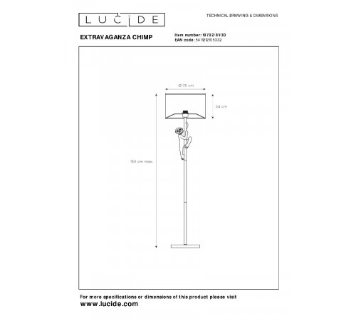 Торшер Lucide Extravaganza Chimp 10702/81/30 Торшер Lucide Extravaganza Chimp 10702/81/30
