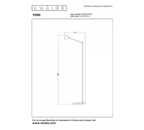 Торшер Lucide Tipik 36722/03/30