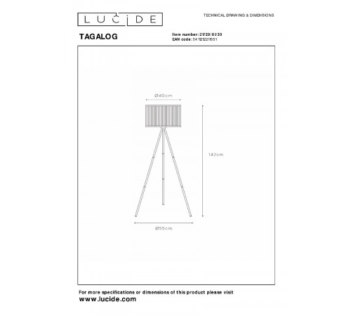 Торшер Lucide Tagalog 21729/81/30 Торшер Lucide Tagalog 21729/81/30