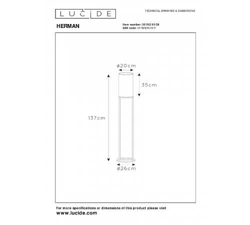 Торшер Lucide Herman 30762/81/38 Торшер Lucide Herman 30762/81/38