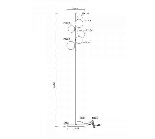 Торшер Arte Lamp Gemini A2243PN-6BK Торшер Arte Lamp Gemini A2243PN-6BK