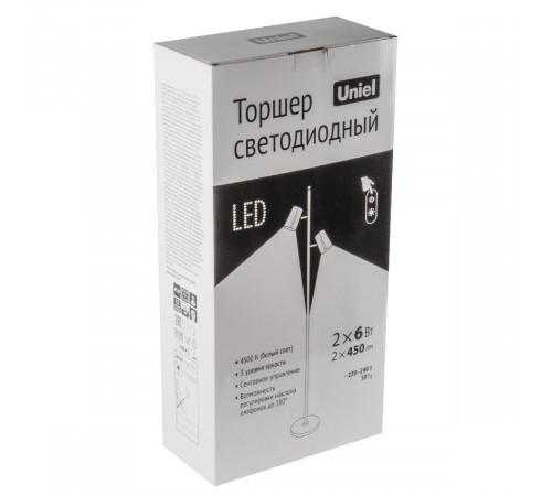 Торшер Uniel ULM-T600 2х6W/4500K/DIM BLACK UL-00010174 Торшер Uniel ULM-T600 2х6W/4500K/DIM BLACK UL-00010174