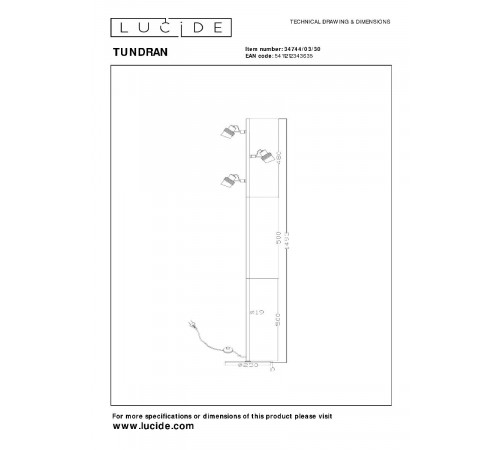 Торшер Lucide Tundran 34744/03/30 Торшер Lucide Tundran 34744/03/30