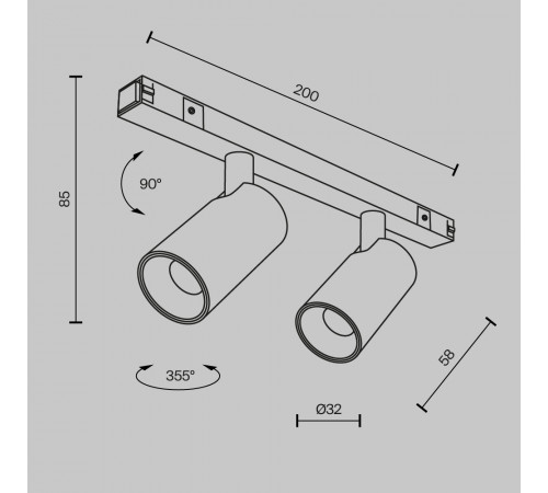 Трековый магнитный светильник Maytoni Focus Duo TR176-1-2X5WTW-M-B Трековый магнитный светильник Maytoni Focus Duo TR176-1-2X5WTW-M-B
