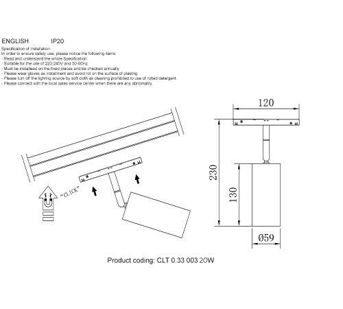 Трековый магнитный светильник Crystal Lux CLT 0.33 003 20W BL TUYA