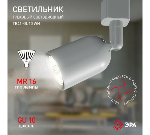 Трековый светильник Эра TR41-GU10 WH Б0054172 Трековый светильник Эра TR41-GU10 WH Б0054172