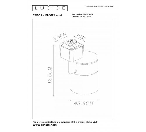 Трековый светильник Lucide Track - floris spot 09952/01/30 Трековый светильник Lucide Track - floris spot 09952/01/30
