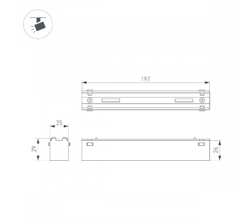 Трековый магнитный светильник Arlight MAG-VIBE-LASER-L197-12W Warm3000 (BK, 24 deg, 48V) 044422 Трековый магнитный светильник Arlight MAG-VIBE-LASER-L197-12W Warm3000 (BK, 24 deg, 48V) 044422